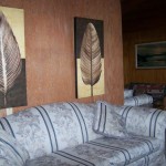 Queen pullout sofa bed in dining area.