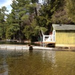 Ample docking. Balcony off boathouse /bunkie features 2 Adirondak chairs.