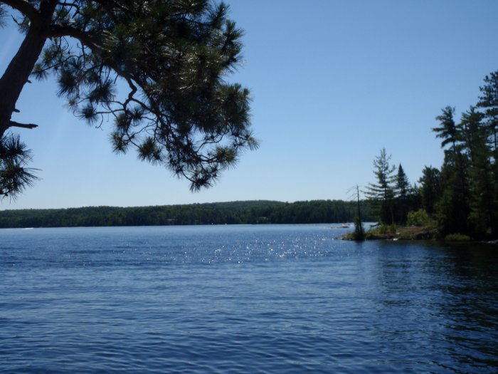 View from the dock of crystal-clear beautiful Kennisis Lake